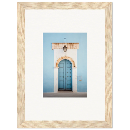 Turquoise arched wooden door with metal studs in stone archway from Ethereal Portals Imagined