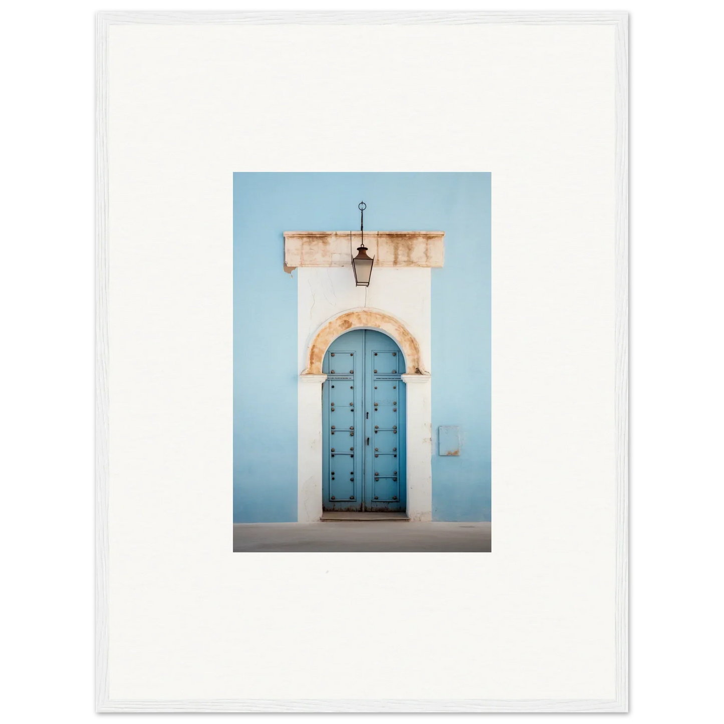 Ornate blue wooden door with metal studs in Ethereal Portals Imagined special edition art™