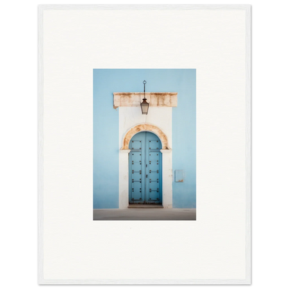 Ornate blue wooden door with metal studs in Ethereal Portals Imagined special edition art™