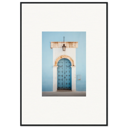 Ornate blue wooden door with metal studs in a stone archway from Ethereal Portals Imagined