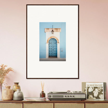 Framed photograph of a blue Mediterranean door in Ethereal Portals Imagined collection