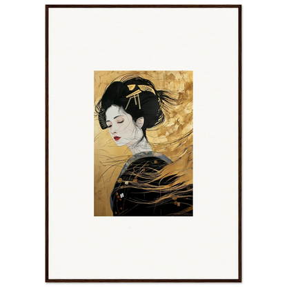 Japanese portrait painting with traditional dress and ornate hairstyle for Ethereal Quantum Dreams