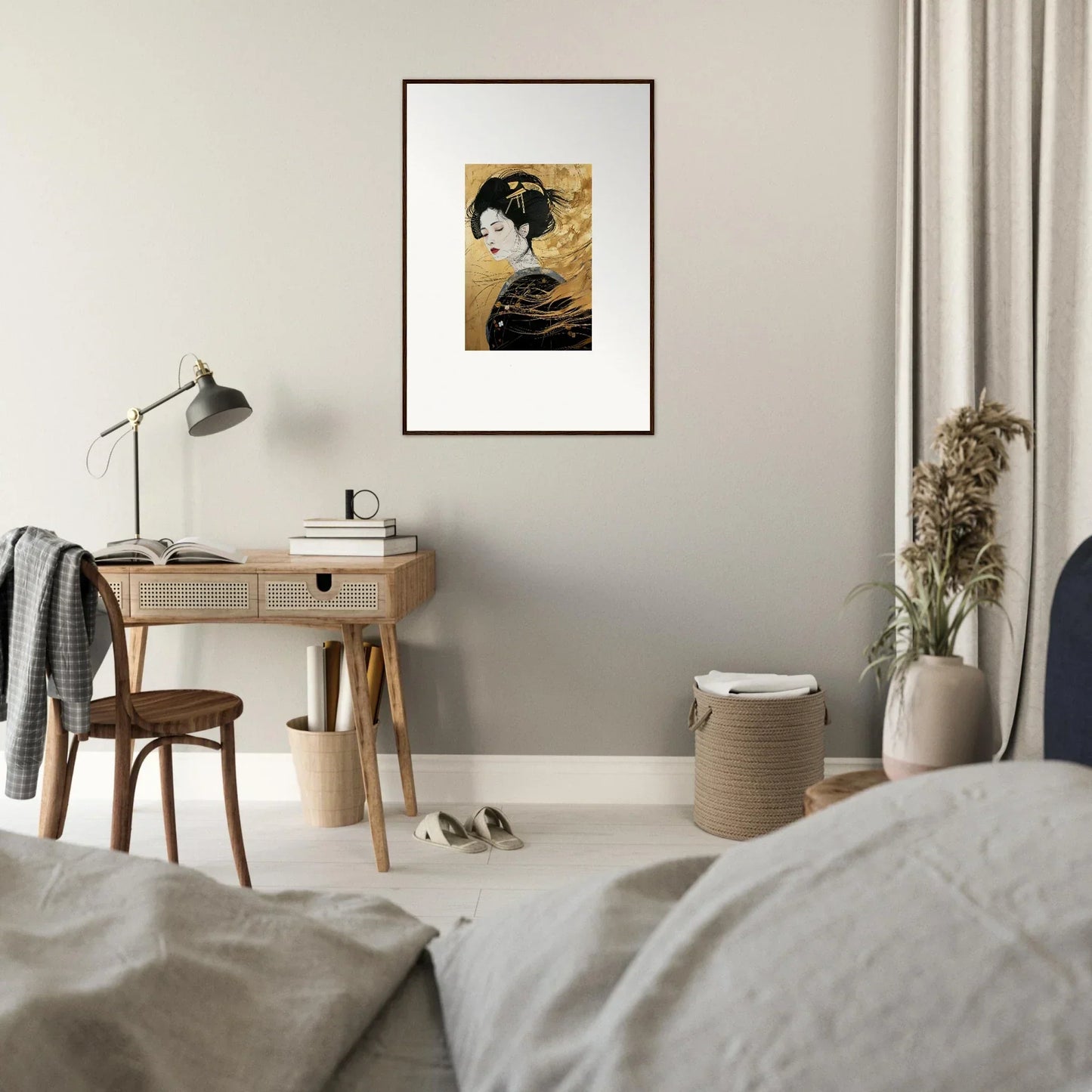 Framed Japanese woodblock print art in Ethereal Quantum Dreams collection