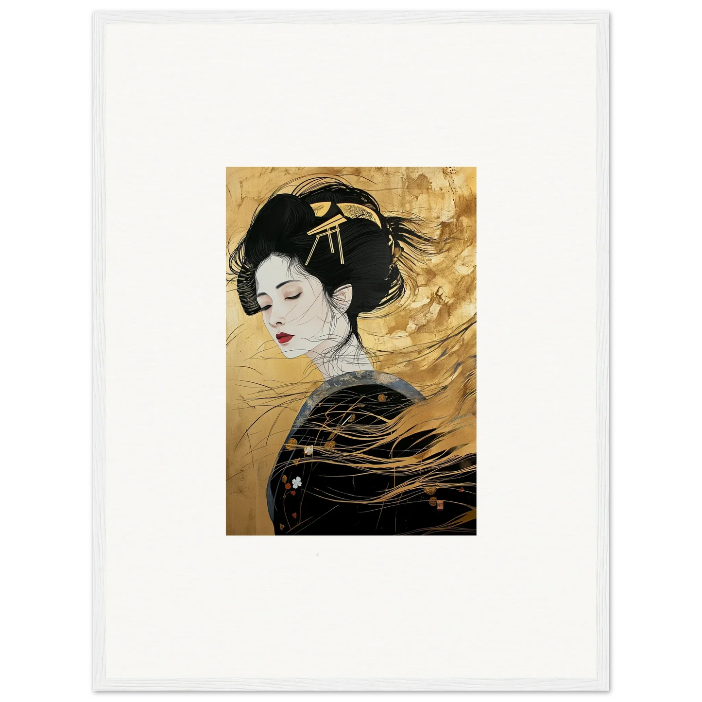 Japanese Geisha portrait with traditional hairstyle in Ethereal Quantum Dreams special edition art™