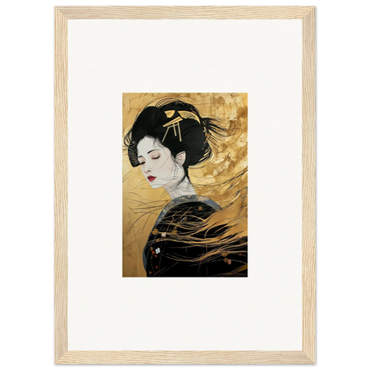 Traditional Japanese geisha in black and gold for Ethereal Quantum Dreams special edition art™