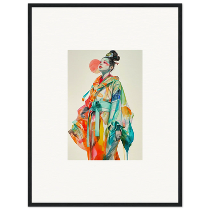 Colorful portrait of a woman in traditional Japanese attire for rainbow essence canvas print