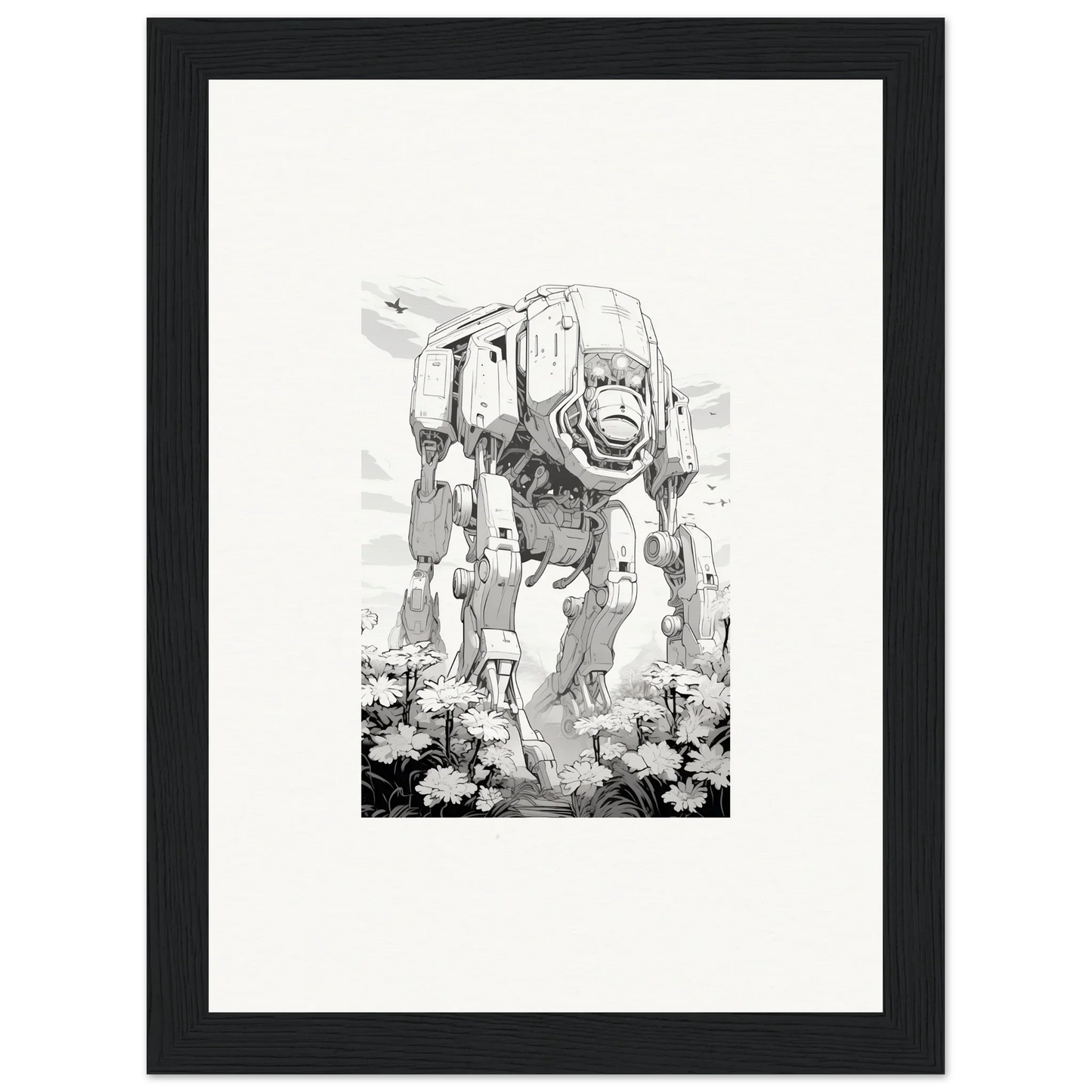 Sketchy AT-AT Walker wall art for cool room decoration in Ethereal Robo-Scape