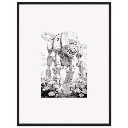 Mechanical walker robot with armored body, perfect for room decoration wall art