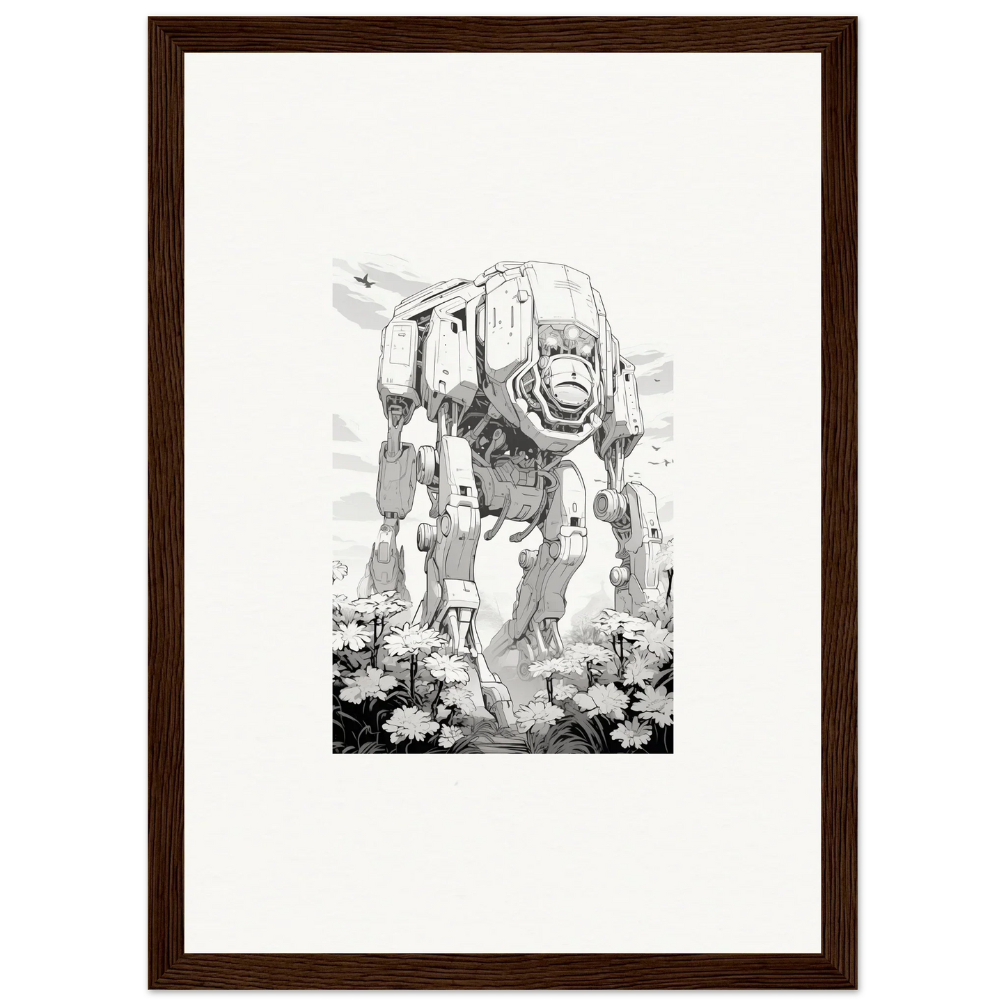 Mechanical quadrupedal walker wall art inspired by AT-AT for cool room decoration