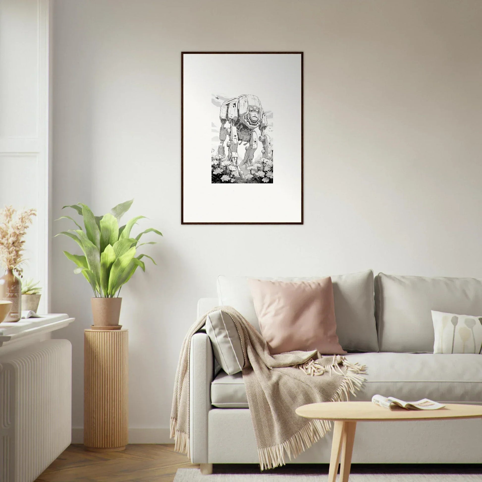 Framed black and white wall art of abstract figures for cool room decoration