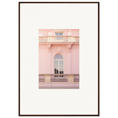 Pink architectural facade with arched window for Ethereal Rose Whispers art piece