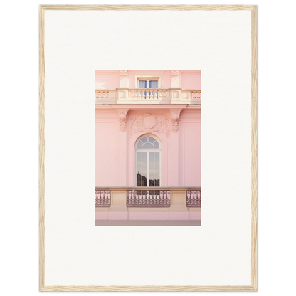 Framed photo of pink building window and balcony from Ethereal Rose Whispers art collection