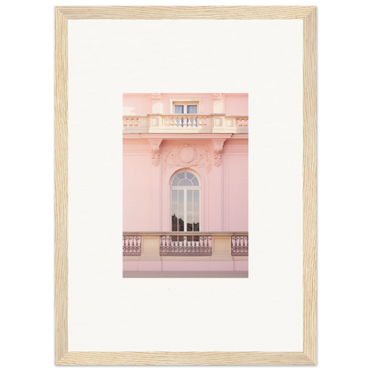 Framed photo of a pink building’s balcony in Ethereal Rose Whispers special edition art™