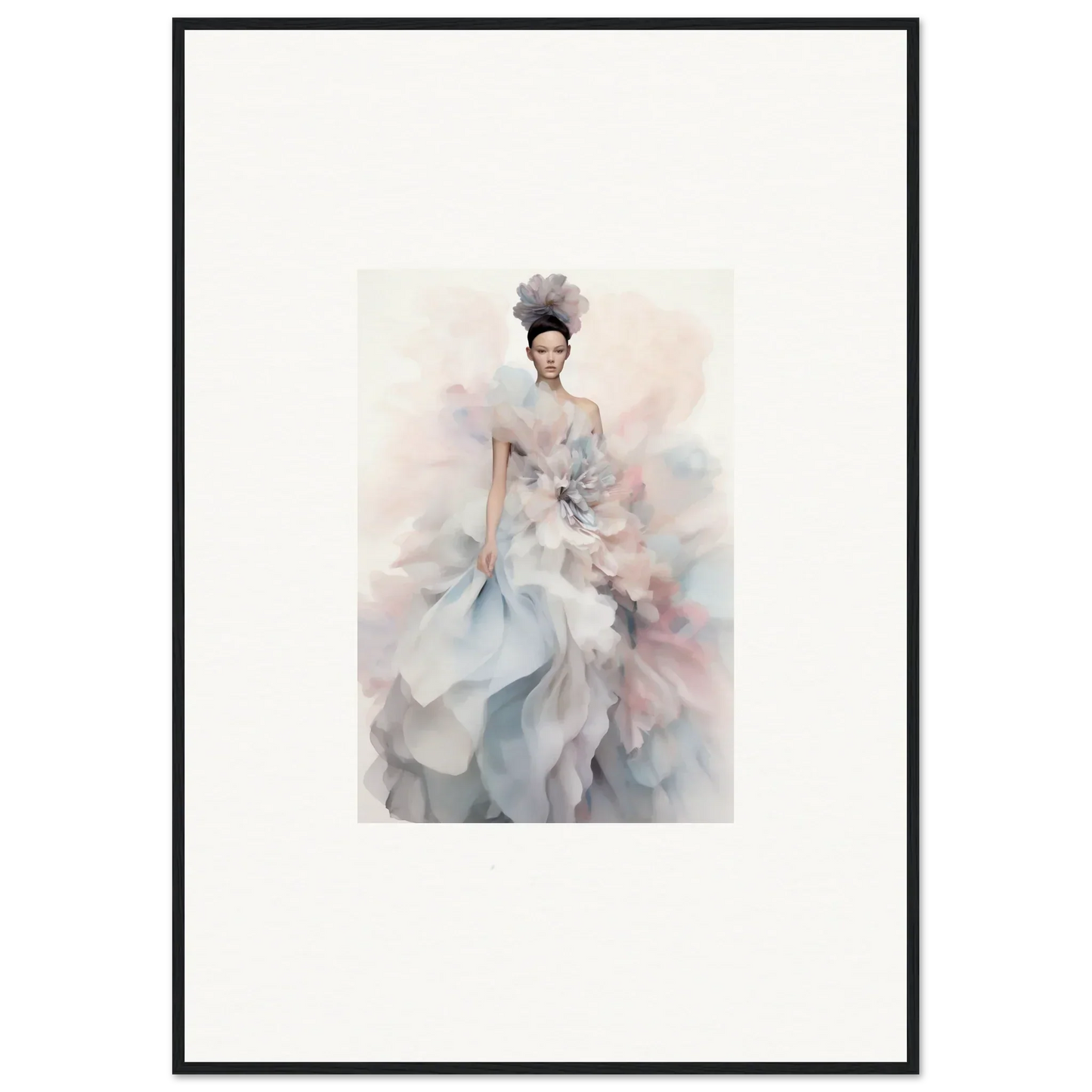 Ethereal watercolor figure in soft pastel gown for Ethereal Satin Interlude art piece