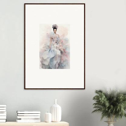 Framed watercolor art of an ethereal figure in pale blue, Ethereal Satin Interlude special edition