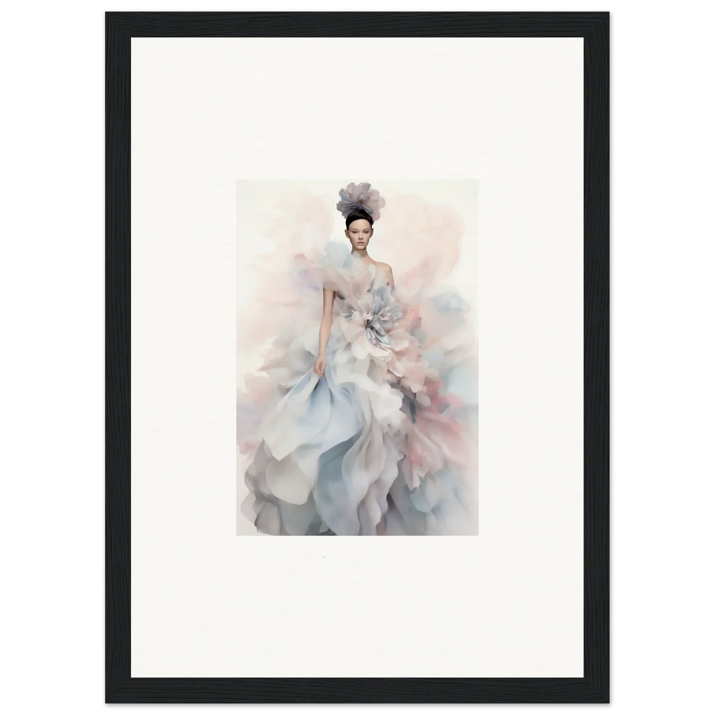 Ethereal watercolor fashion illustration of a gown from Ethereal Satin Interlude art