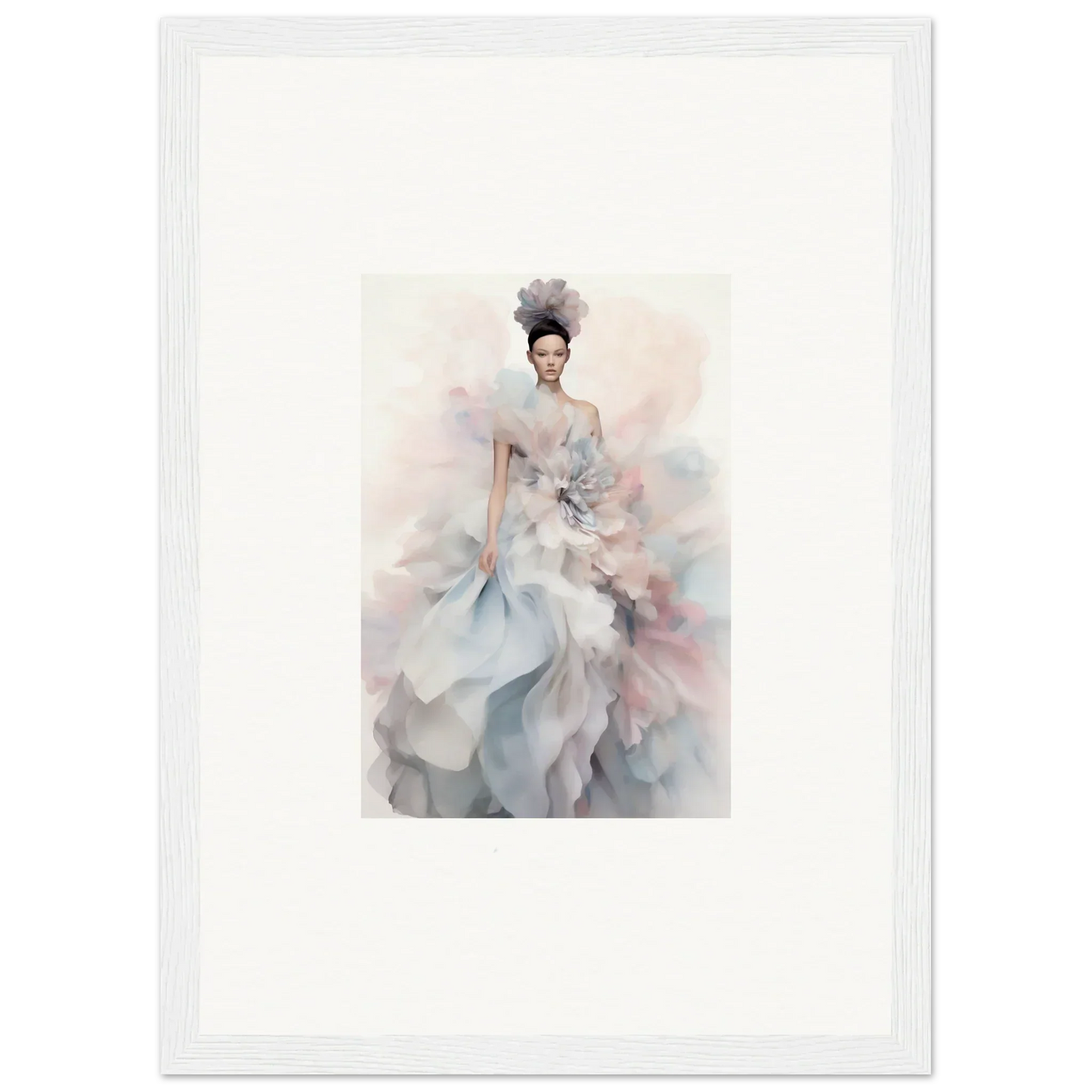 Ethereal watercolor illustration of layered gowns for Ethereal Satin Interlude art