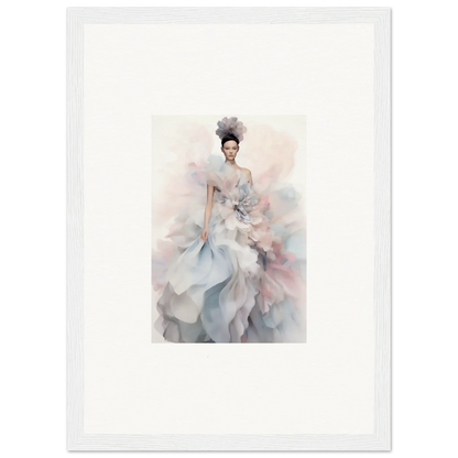 Ethereal watercolor illustration of layered gowns for Ethereal Satin Interlude art