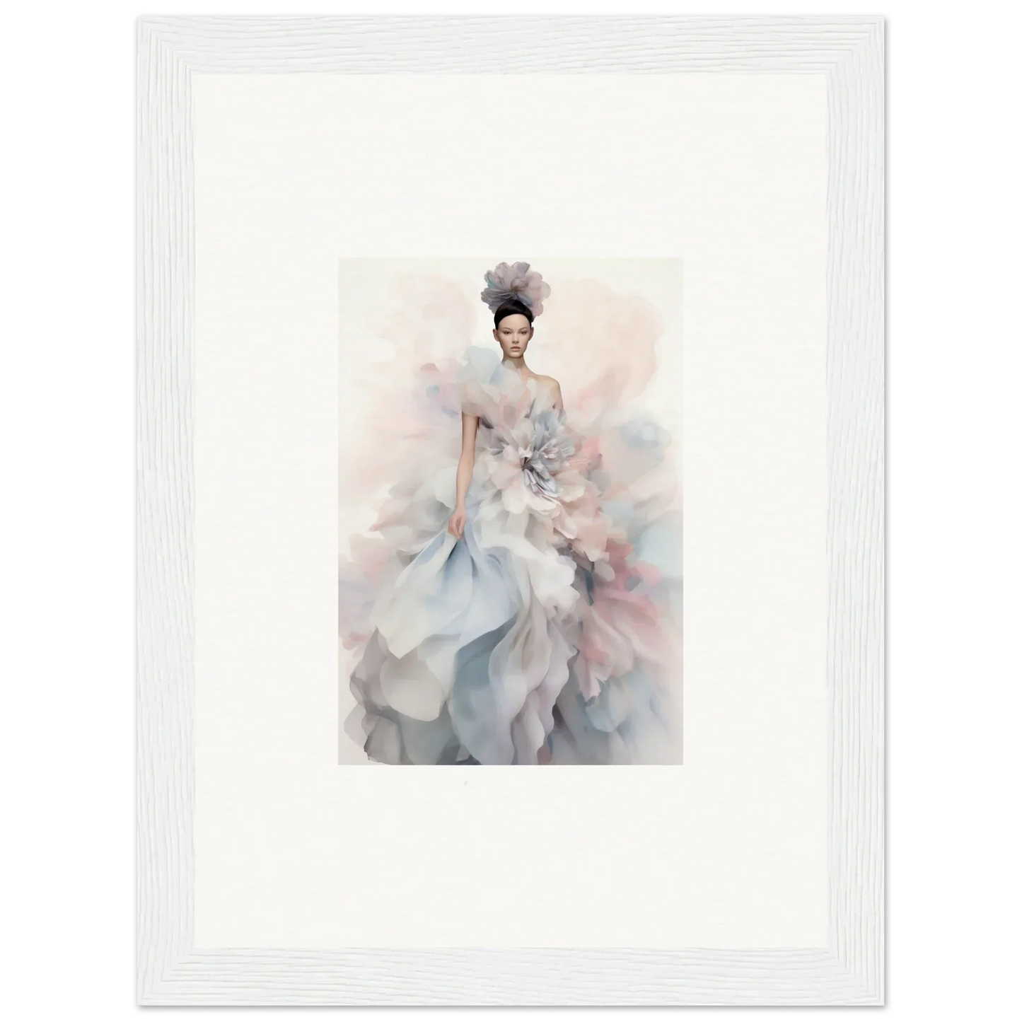 Ethereal Satin Interlude art print of a pastel gown in flowing watercolor style