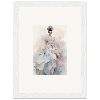 Ethereal Satin Interlude art print of a pastel gown in flowing watercolor style