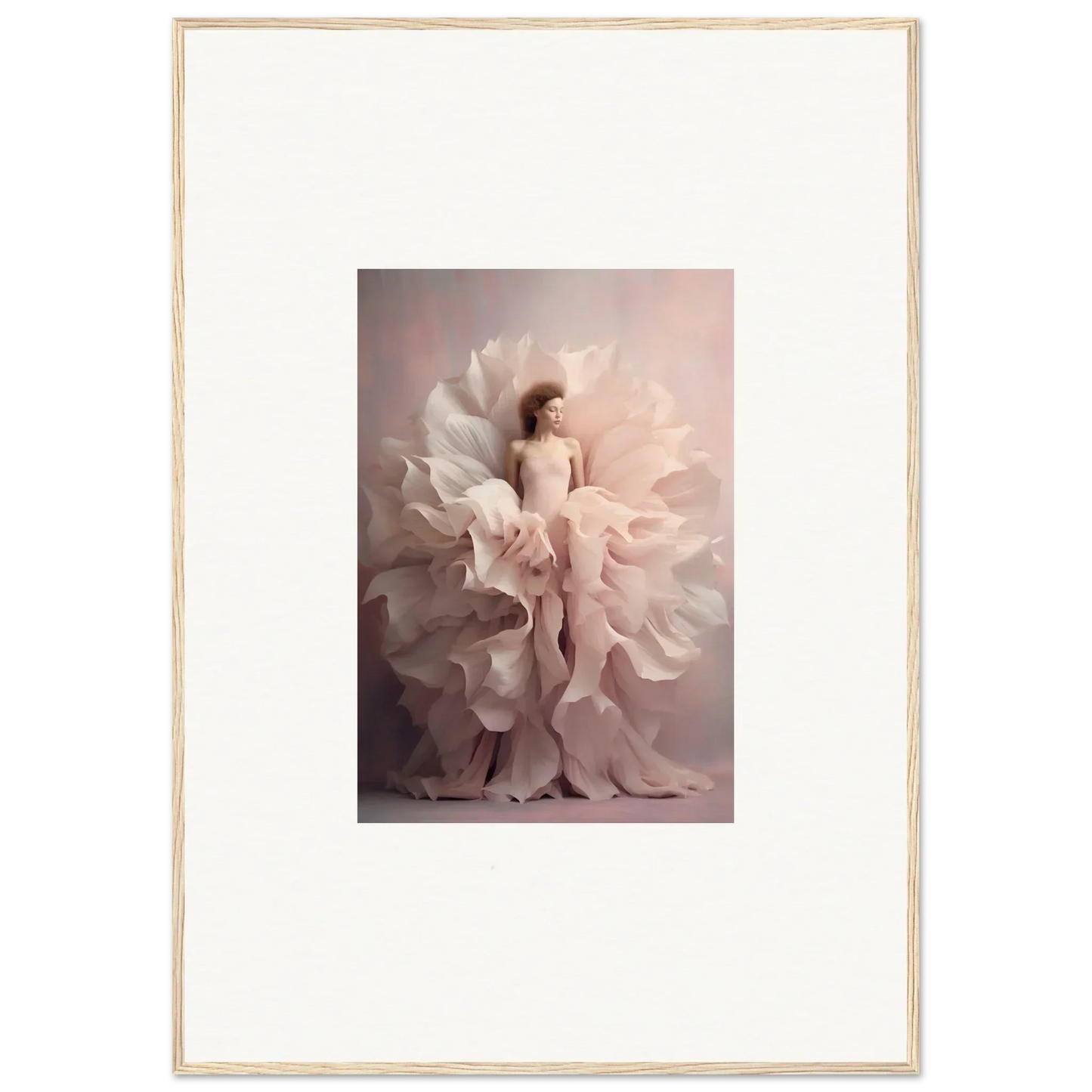 Stunning figure in white fabric like petals from Ethereal Silence Blossoms special edition art™