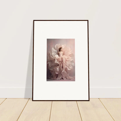 Framed art print of flowing figure on pink background from Ethereal Silence Blossoms