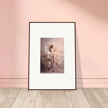 Framed art print of ethereal figure in pink fabric from Ethereal Silence Blossoms