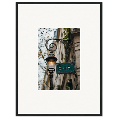 Ornate street lamp with a green Style St sign perfect for room decoration or street whispers