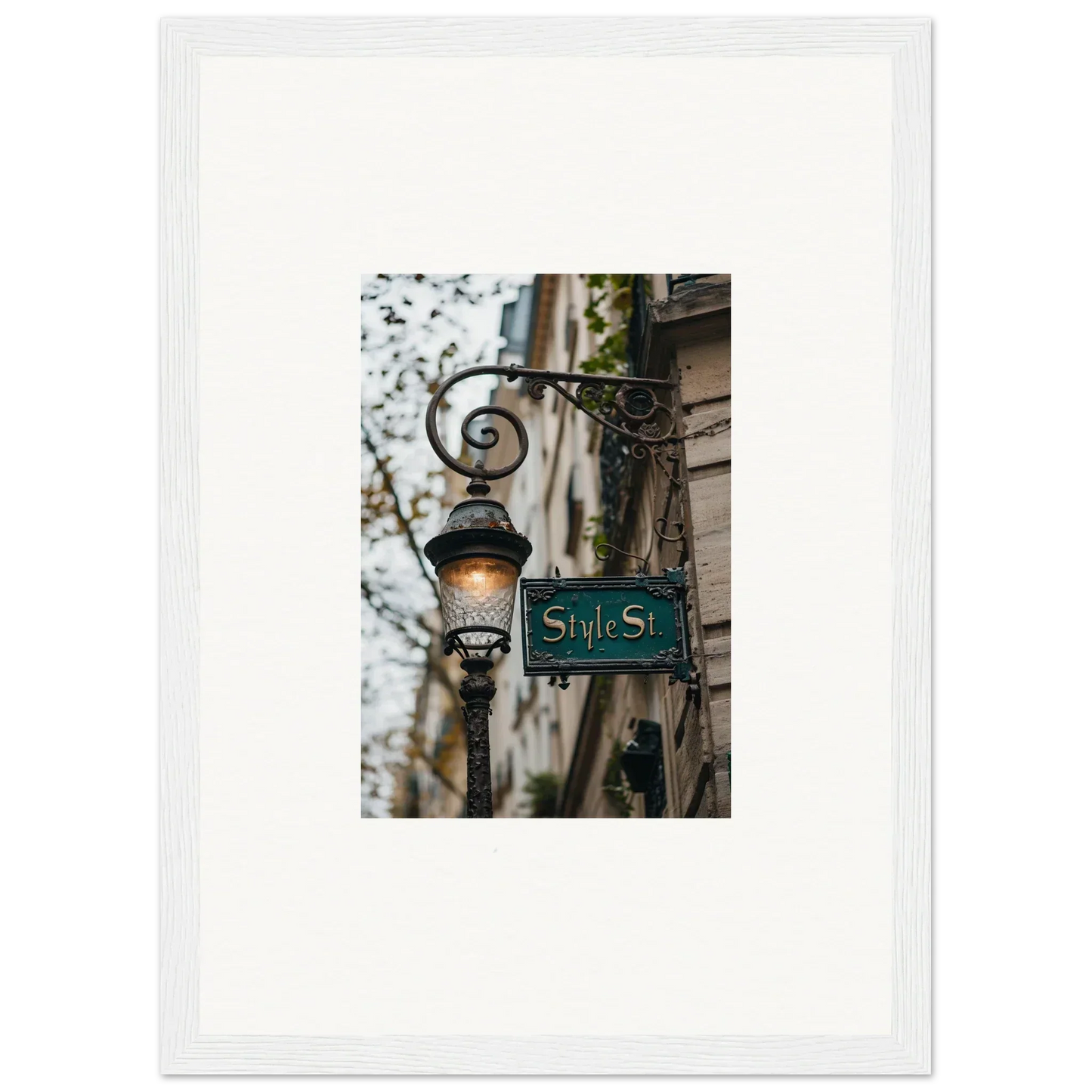 Ornate street lamp with State St sign for a cozy room decoration canvas print