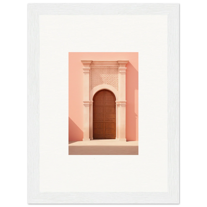 Ethereal Sun Portal art featuring a wooden door in a pink archway with columns