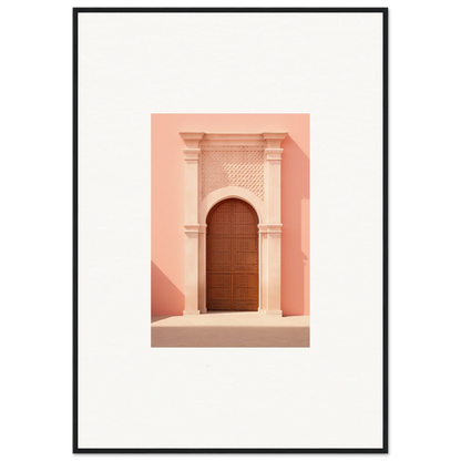 Ornate wooden door in a pink stone archway from Ethereal Sun Portal special edition art™