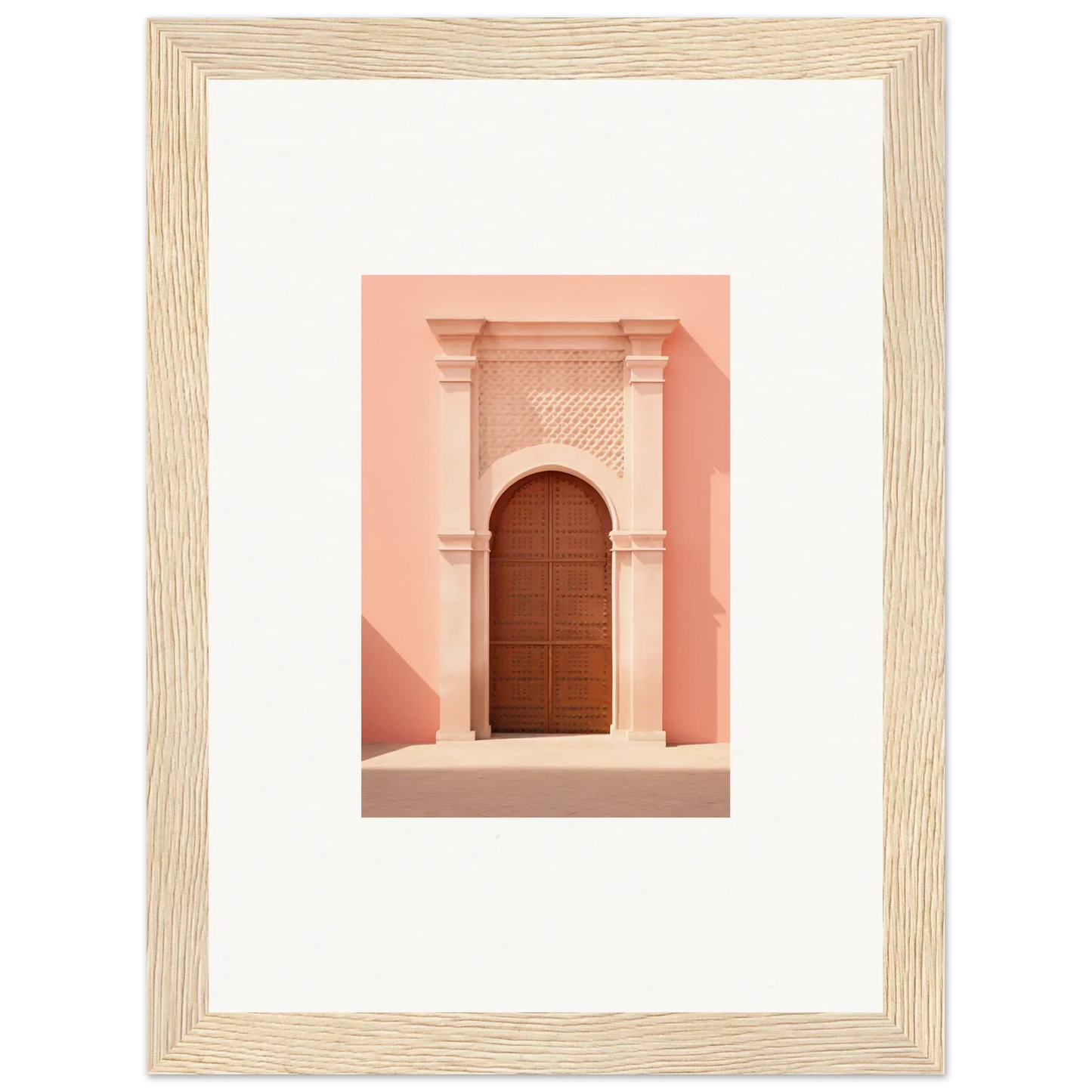 Wooden door in ornate pink archway, part of Ethereal Sun Portal special edition art™