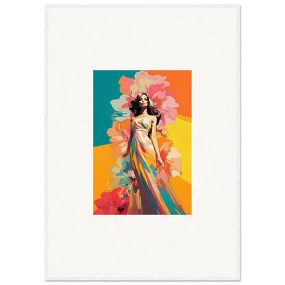 Colorful painting of a woman in a flowing dress for vibrant room decor canvas prints