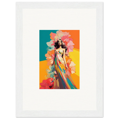 Colorful canvas print of a woman in a flowing dress for room decor