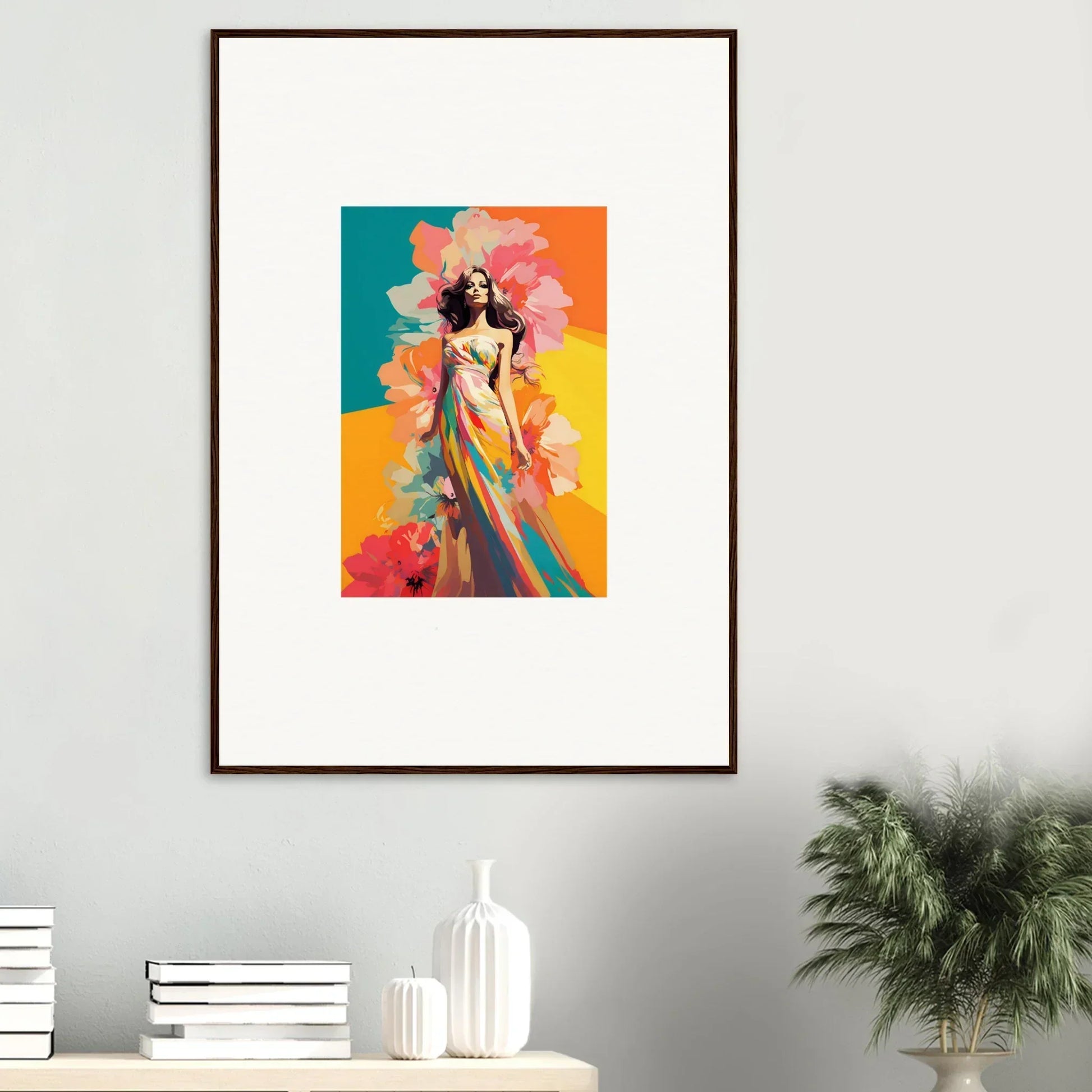 Colorful abstract painting of a figure, perfect for room decor and framed wall art