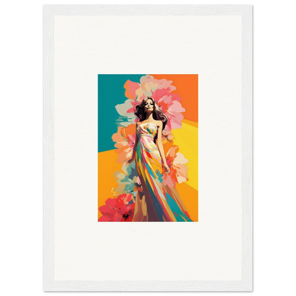 Colorful canvas print of a woman in a flowing dress for stylish room decor