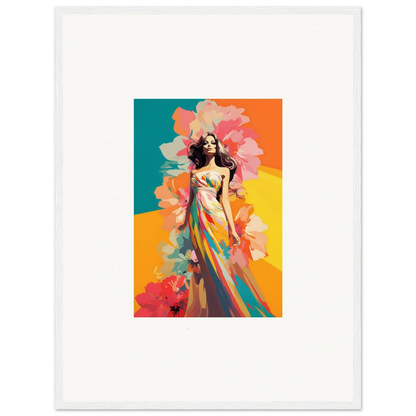 Colorful painting of a woman in a flowing dress for framed wall art and room decor