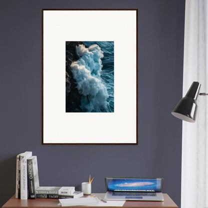 Framed wall art of a crashing ocean wave for stunning room decoration