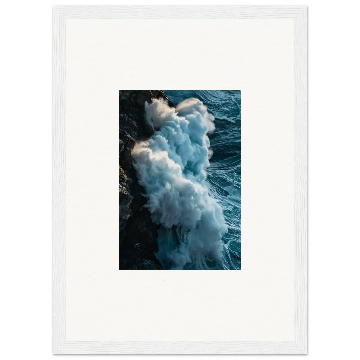 Crashing ocean wave with foamy spray, perfect for room decoration canvas print