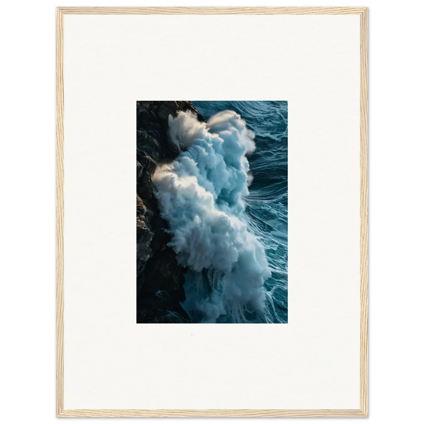 Vibrant crashing ocean wave with foam, perfect for wall art and room decoration