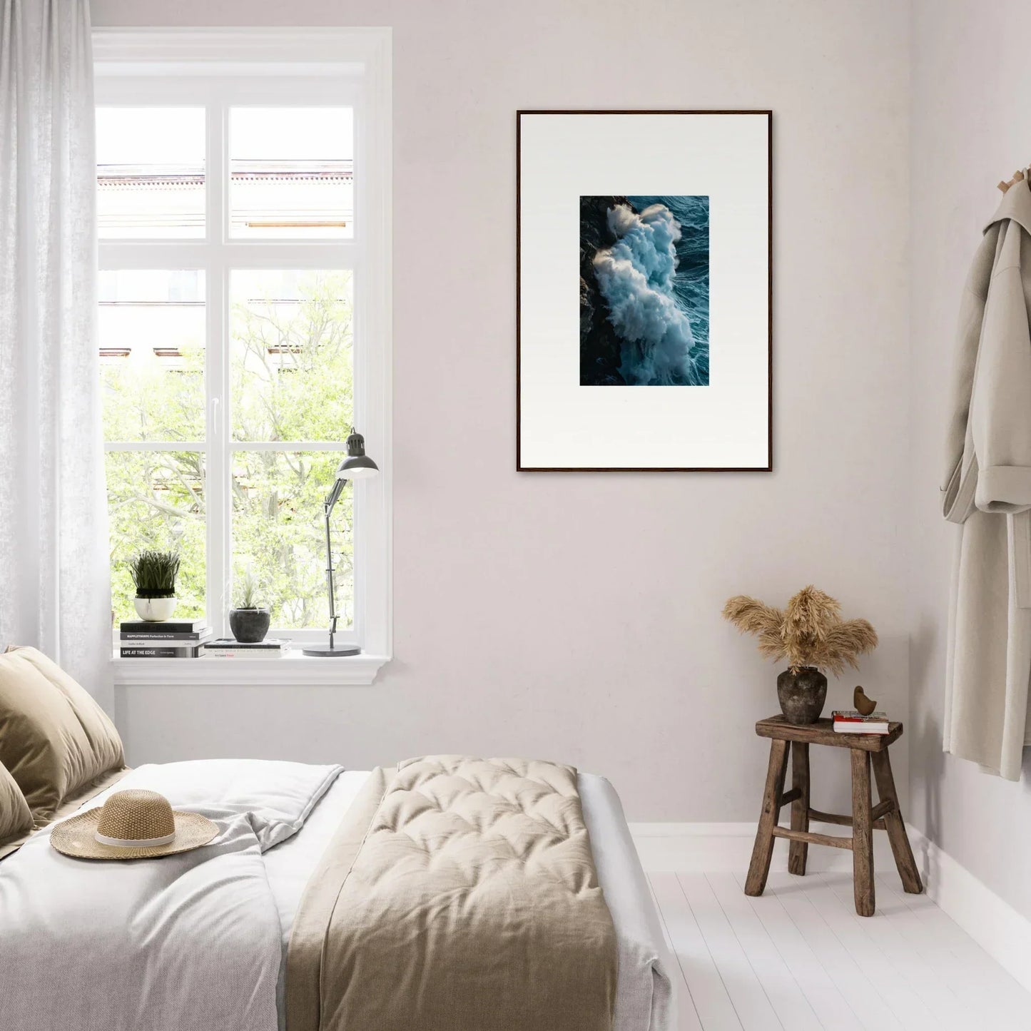 Framed canvas print of a blue cloud swirl, perfect for unique room decoration wall art