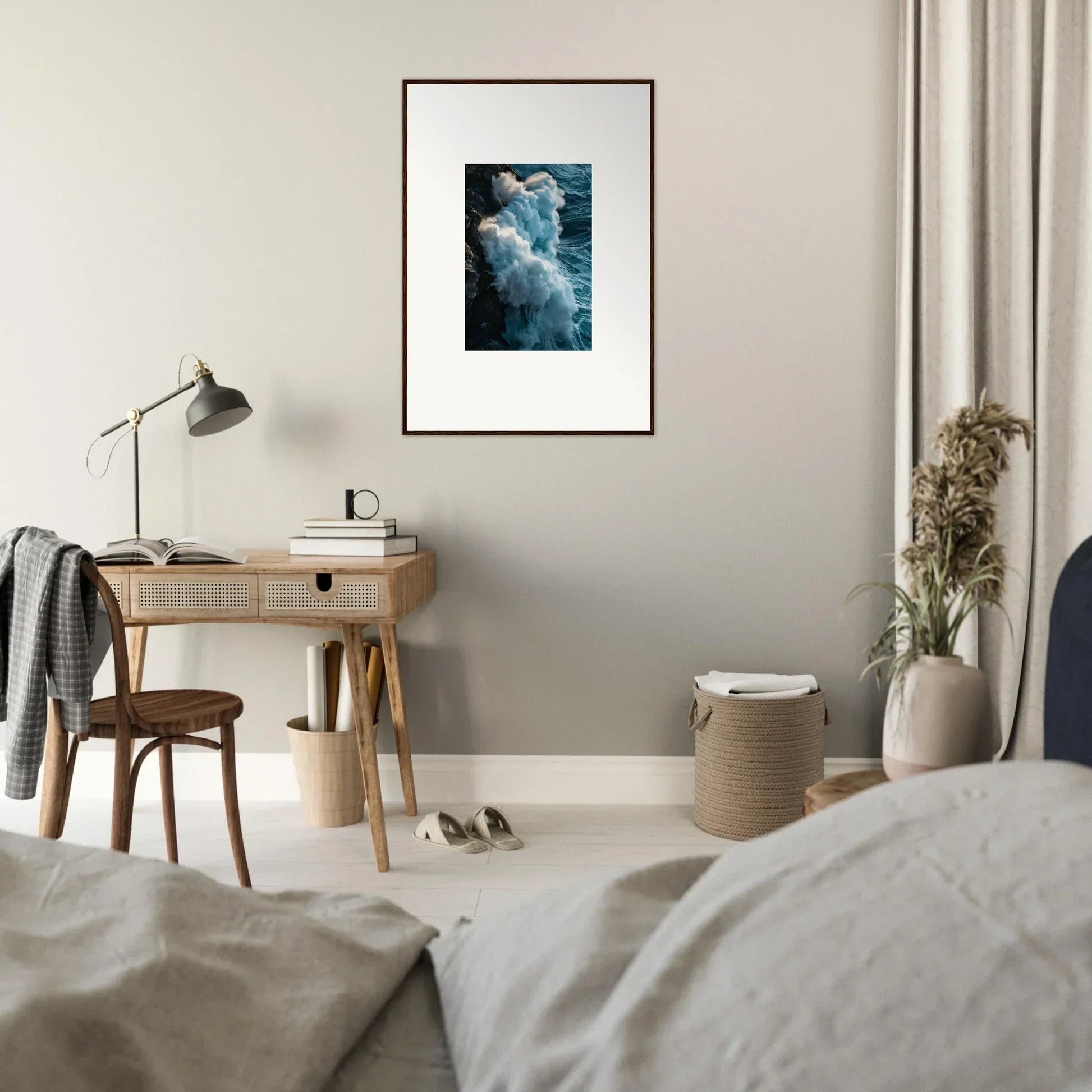 Framed Ethereal Surf’s Elegy canvas print of a crashing wave for stunning room decoration