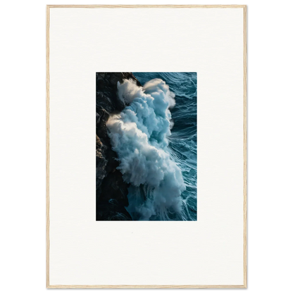 Powerful ocean wave crashing on rocks; perfect canvas print for wall art and room decoration