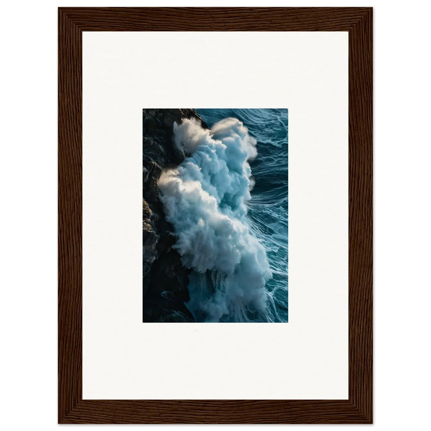 Powerful ocean wave crashing in deep blue, perfect for wall art and room decoration