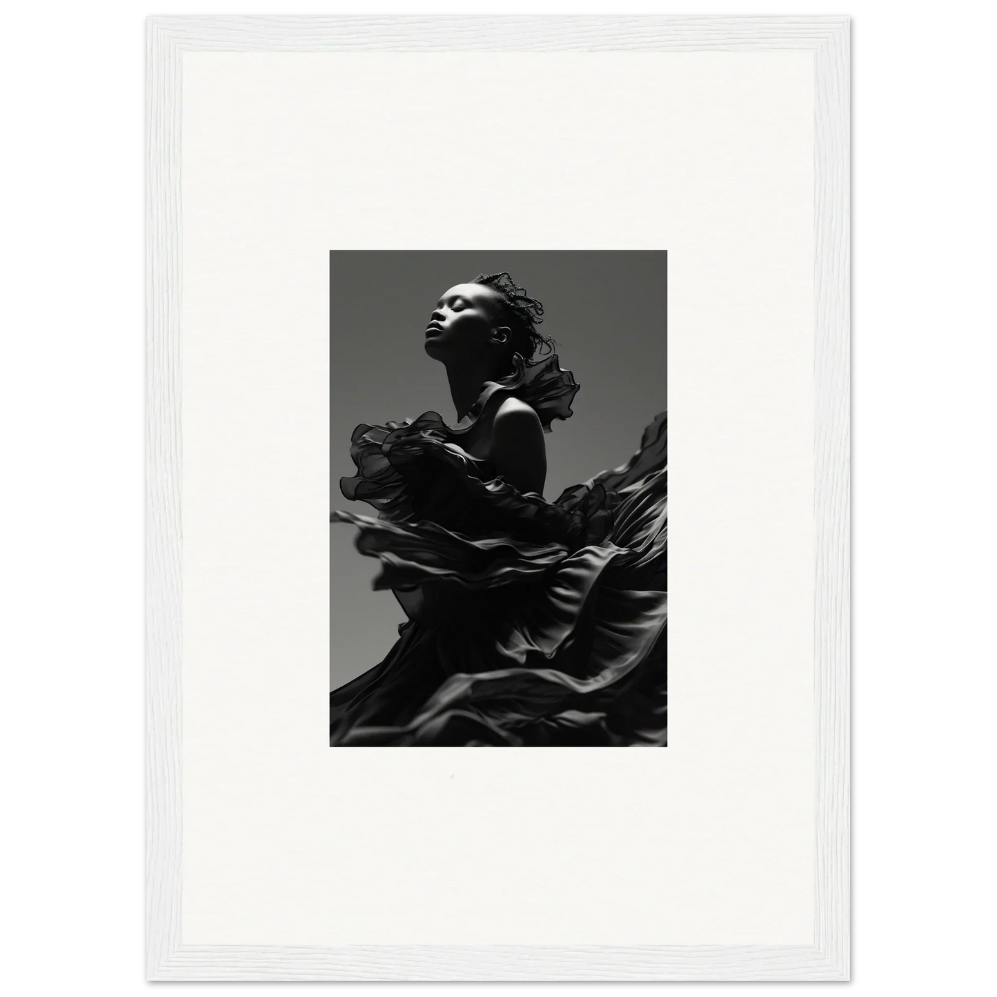 Dramatic black and white portrait for Ethereal Twilight Reverie framed wall art