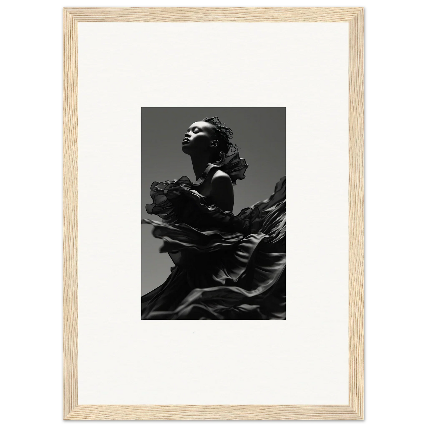 Black and white photo of a person in flowing fabric for Twilight Reverie wall art