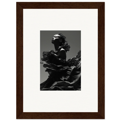 Black and white windswept hair portrait in frame, perfect for Twilight Reverie room decor