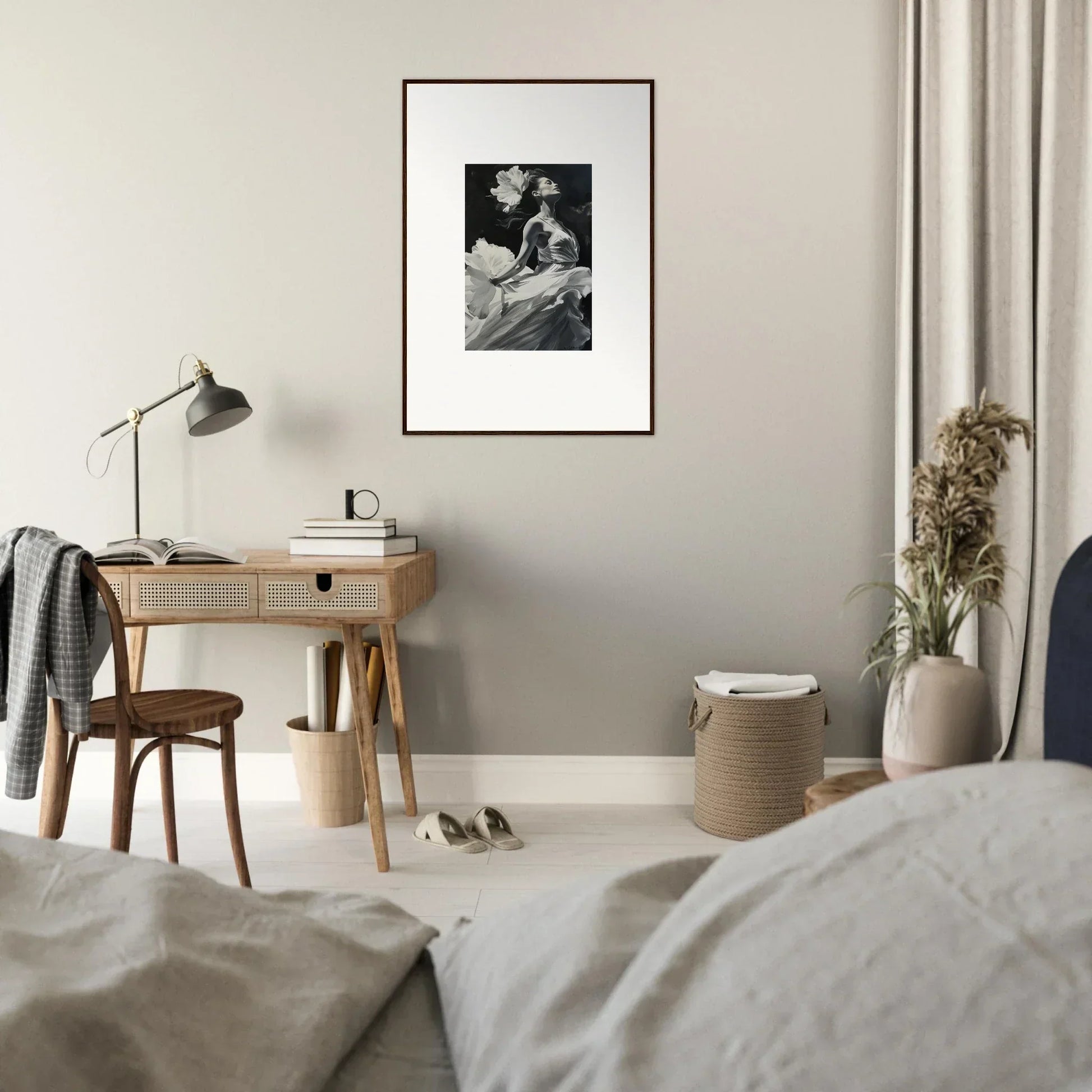 Framed black and white photograph for visionary reverie room decoration canvas print