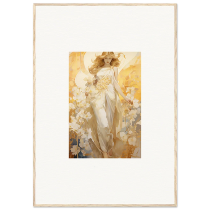 Framed canvas print of an ethereal female figure for a dreamy blossom reverie decor