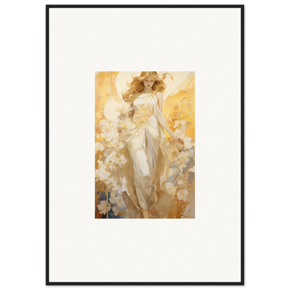 Framed canvas print of an ethereal female figure for room decoration, Blossom Reverie